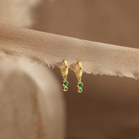 Double Drop Bezel Charm Huggie Hoops