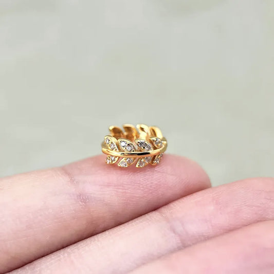 Laurel Leaf Huggie Hoop Earrings