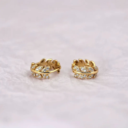 Laurel Leaf Huggie Hoop Earrings