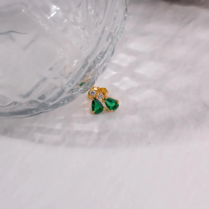 Toi et Moi Round Pear Stud Earrings