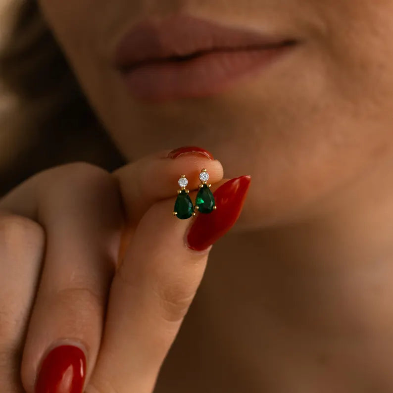 Toi et Moi Round Pear Stud Earrings