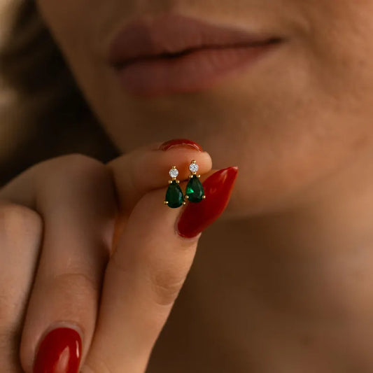 Toi et Moi Round Pear Stud Earrings