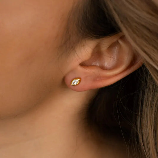 East West Marquise Bezel Stud Earrings