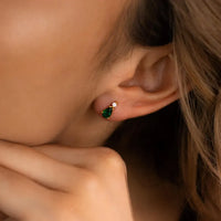 Toi et Moi Round Pear Stud Earrings