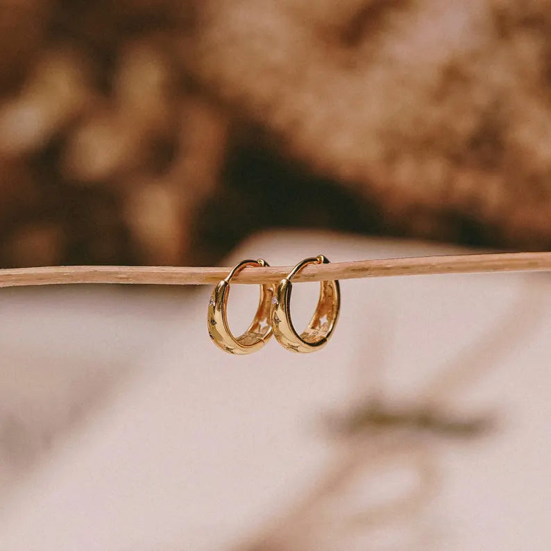 Celestial Scatter Dome Huggie Hoop Earrings