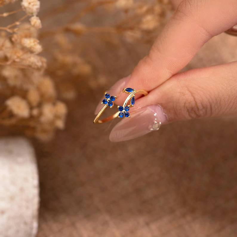 Colour Stone Flower Wrap Ring