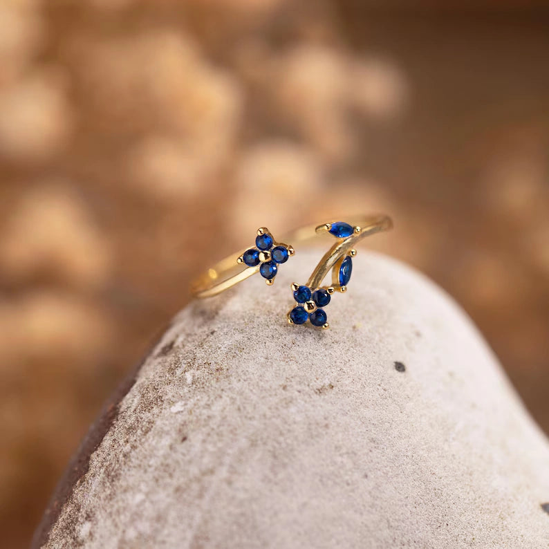 Colour Stone Flower Wrap Ring
