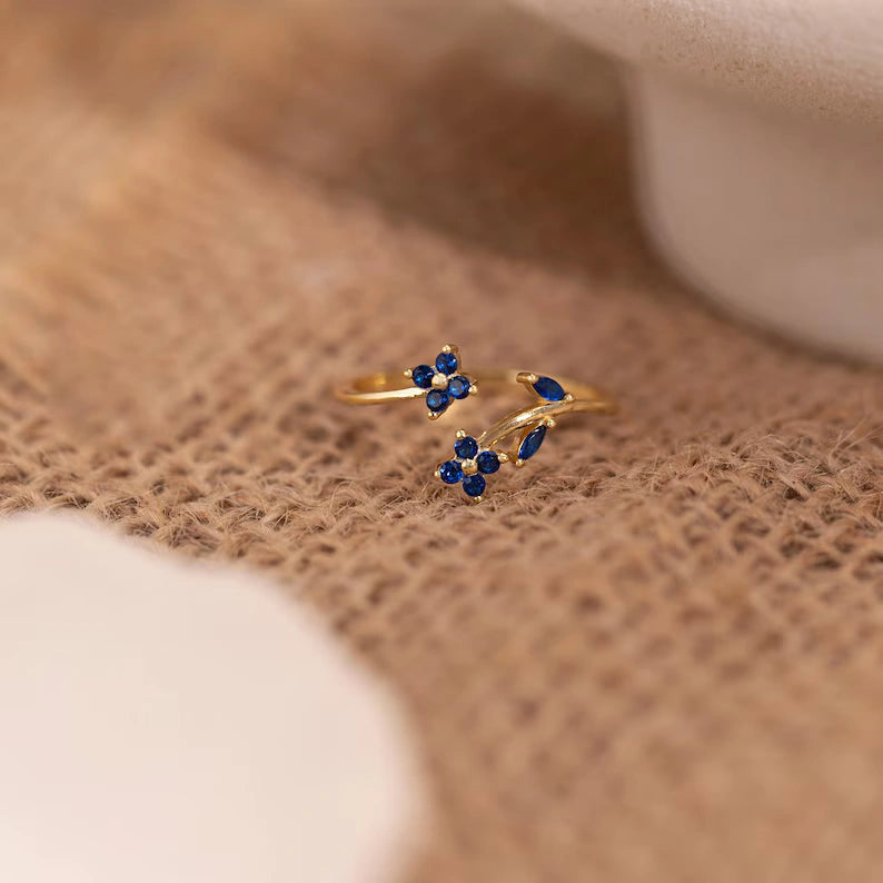 Colour Stone Flower Wrap Ring