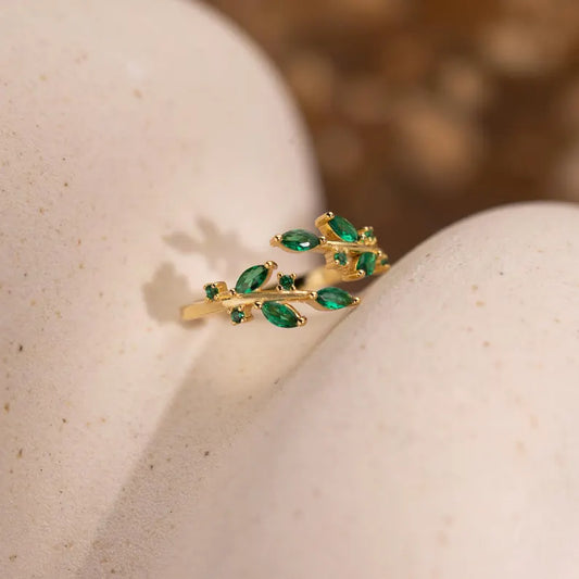 Adjustable Leaf Vine Wrap Ring