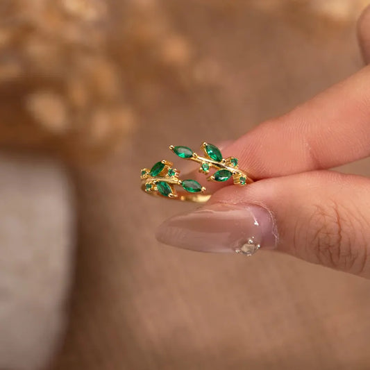 Adjustable Leaf Vine Wrap Ring