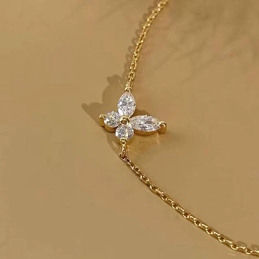 Marquise Round Butterfly Charm Bracelet