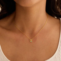 Hand Drawn Open Heart Colour Stone Necklace