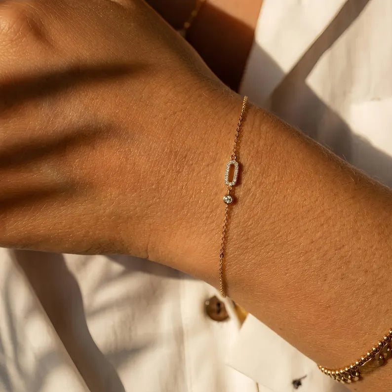 Golden Hour Paperclip Link Station Bracelet