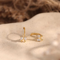 Pavé Huggie Heart Bow Drop Earrings