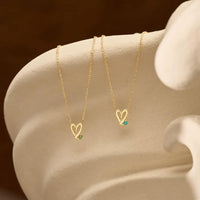 Hand Drawn Open Heart Colour Stone Necklace