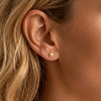 Sculpted Rose Pearl Stud Earrings