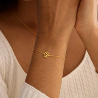 Hand Drawn Open Heart Colour Stone Bracelet