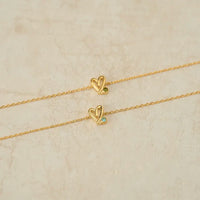 Hand Drawn Open Heart Colour Stone Bracelet