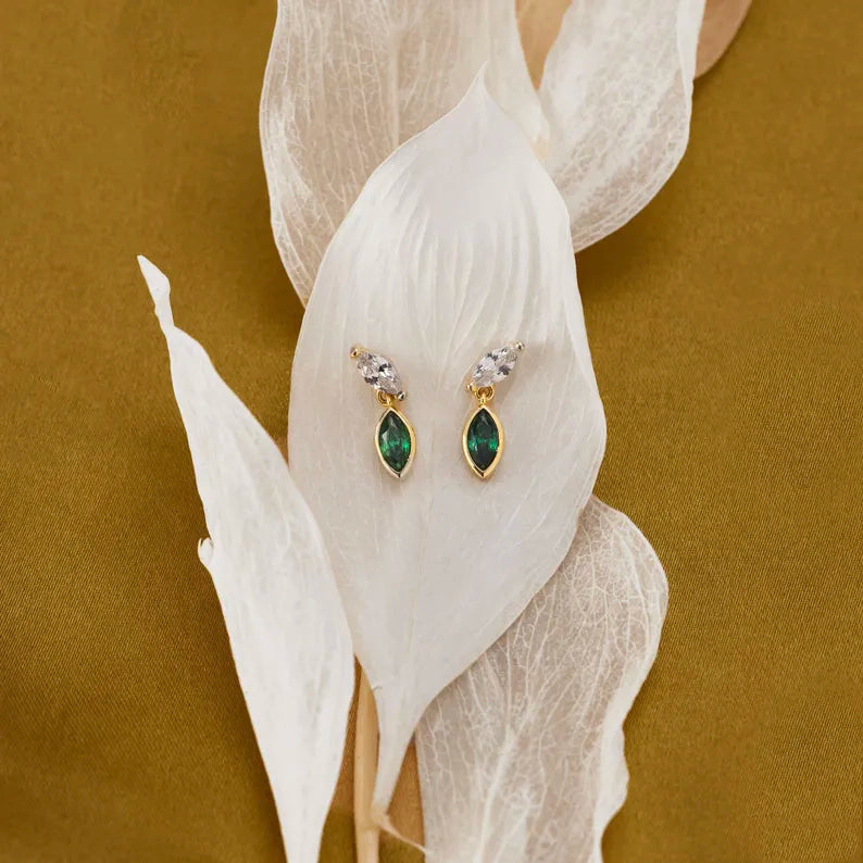 Marquise Two Stone Colour Earrings