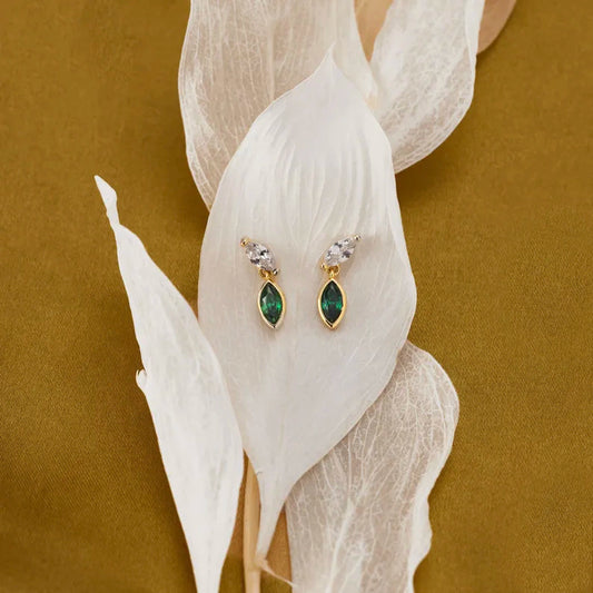 Marquise Two Stone Colour Earrings