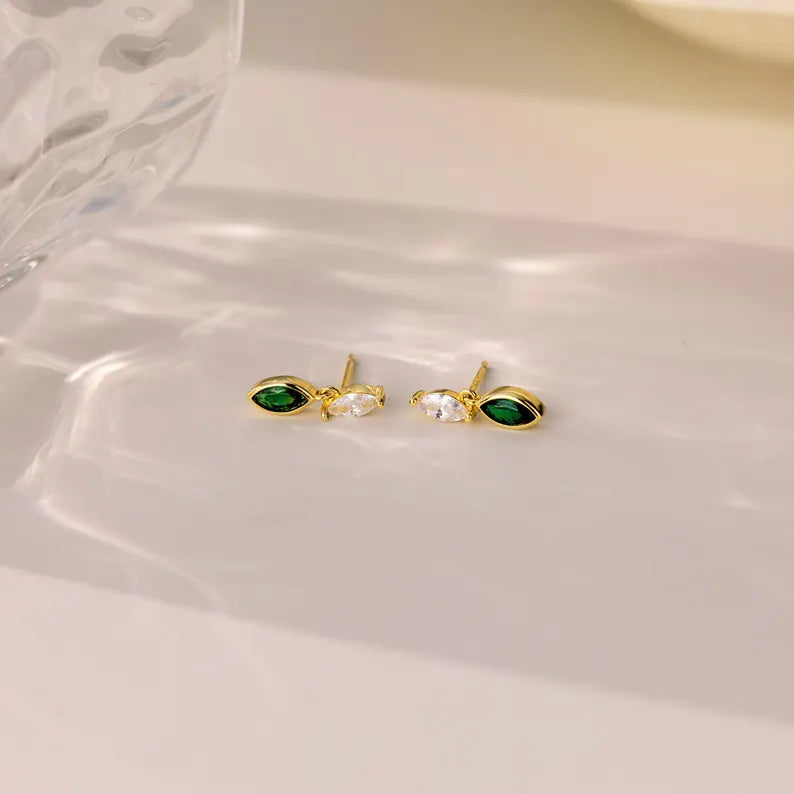 Marquise Two Stone Colour Earrings