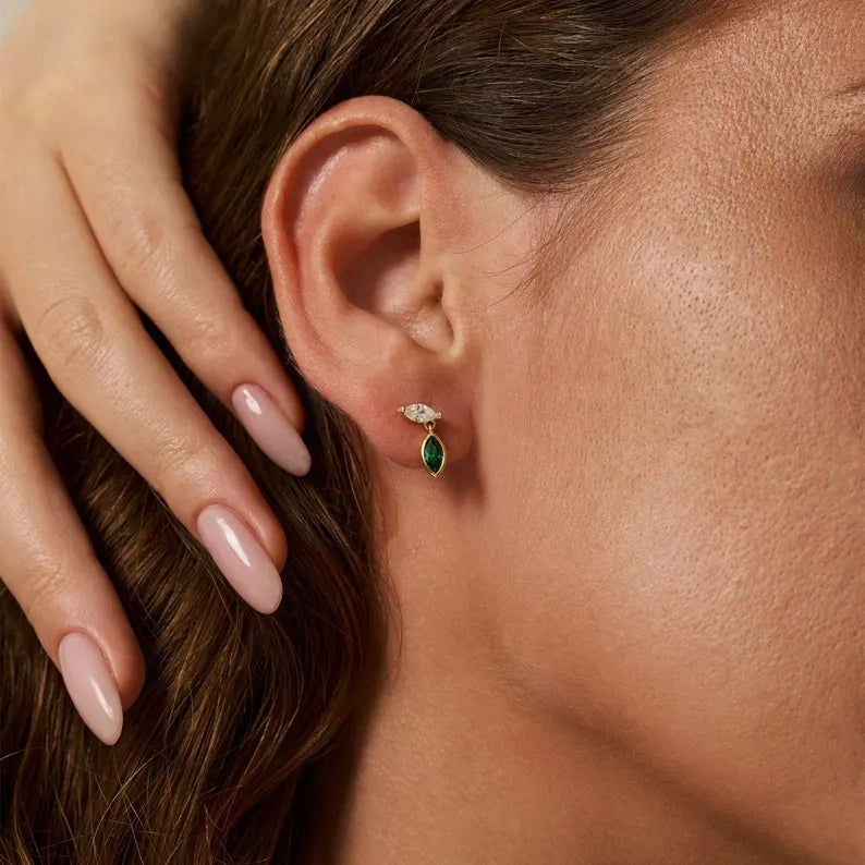 Marquise Two Stone Colour Earrings