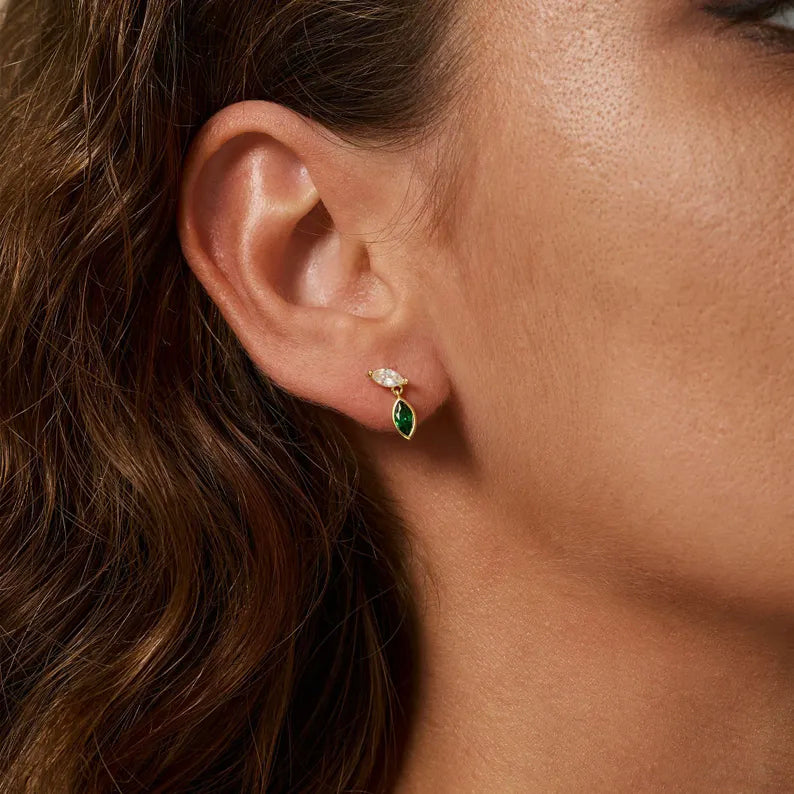 Marquise Two Stone Colour Earrings