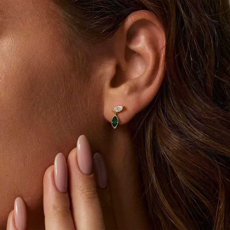Marquise Two Stone Colour Earrings