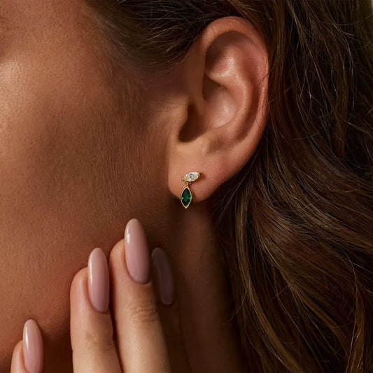 Marquise Two Stone Colour Earrings