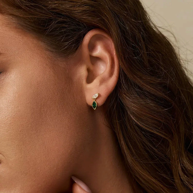 Marquise Two Stone Colour Earrings