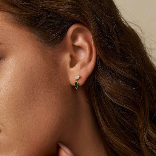 Marquise Two Stone Colour Earrings