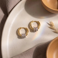 Pavé Bead Charm Hoop Earrings