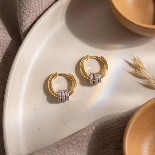 Pavé Bead Charm Hoop Earrings