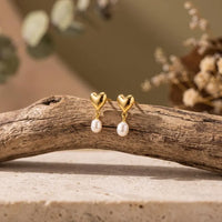 Puffy Heart Pearl Earrings