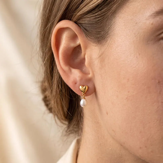 Puffy Heart Pearl Earrings