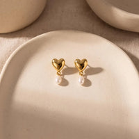 Puffy Heart Pearl Earrings