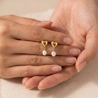 Puffy Heart Pearl Earrings