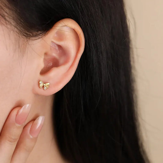 Tiny Sculpted Bow Stud Earrings
