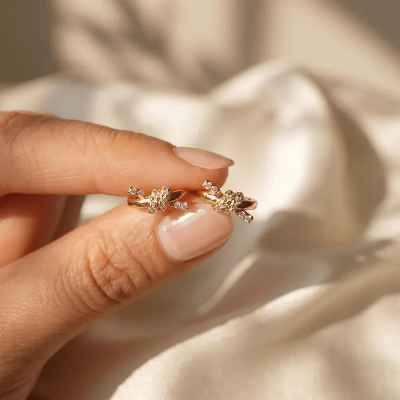 Pavé Knot Huggie Hoop Earrings