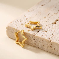 Star Shaped Engraved Huggie Hoop Earrings