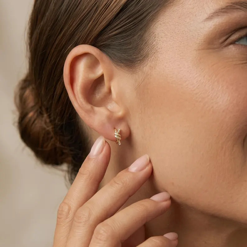 Pavé Knot Huggie Hoop Earrings