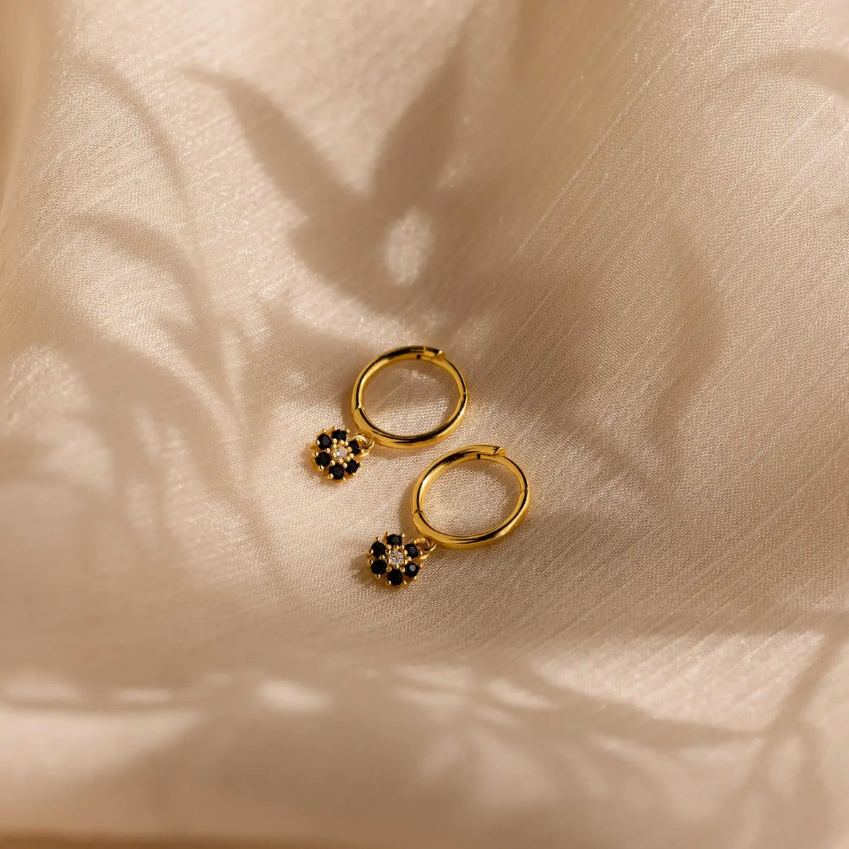 Flower Charm Huggie Hoops