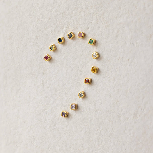 Square Bezel Single Stud Earring