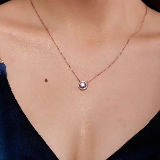Round Cut Halo Necklace - KYMEE