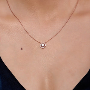 Round Cut Halo Necklace - KYMEE