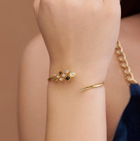 Geometric Kite Cluster Open Bangle