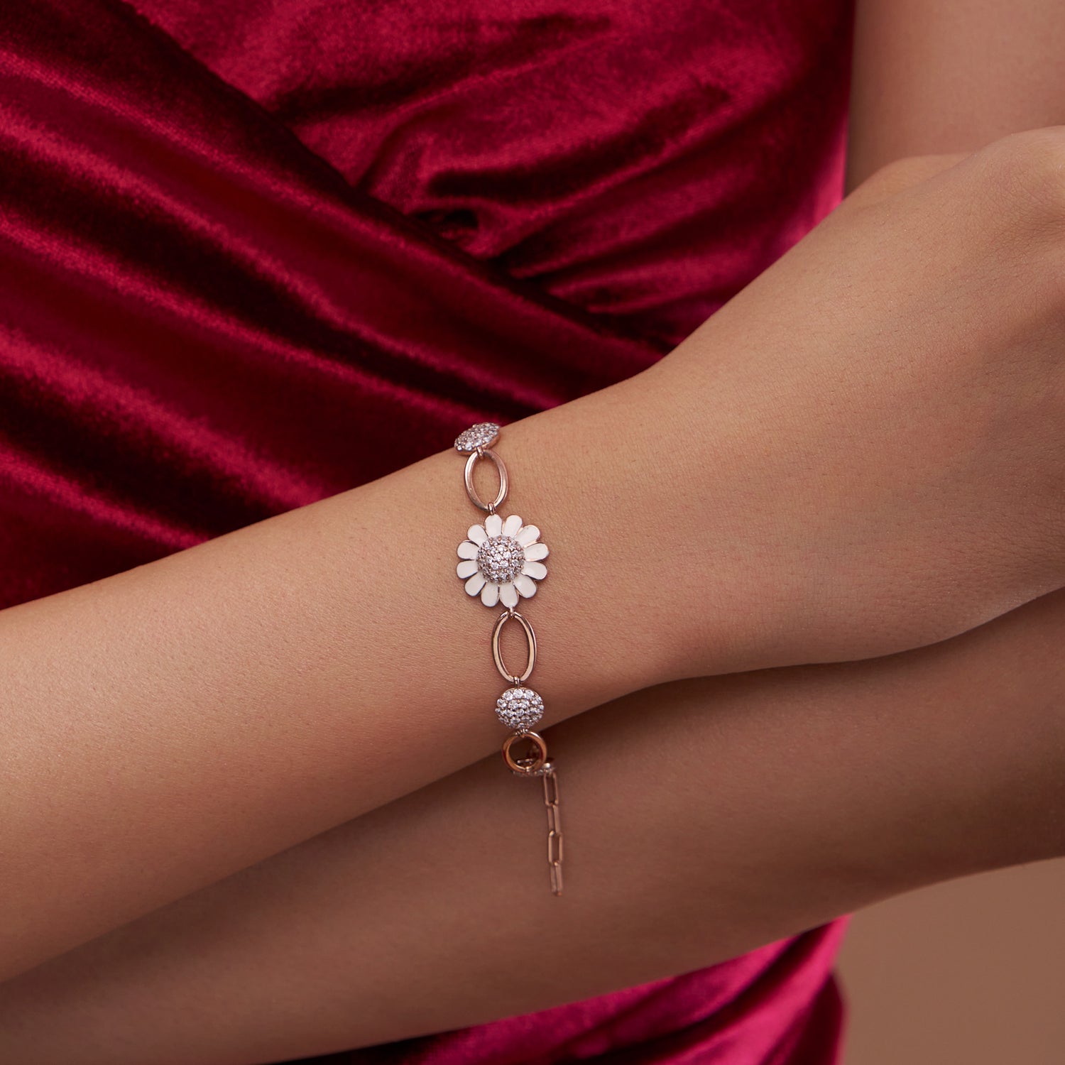 Whimsical Floral Diamond Set Bracelet - KYMEE