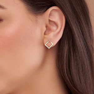 Diamond-Accented Square Earring - KYMEE