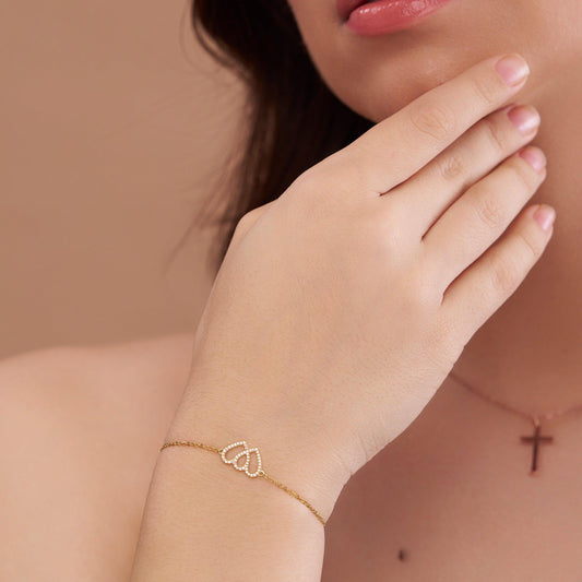 Two Heart Style Charm Bracelet - KYMEE