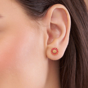 Soft Floral Enamel Stud Earring - KYMEE